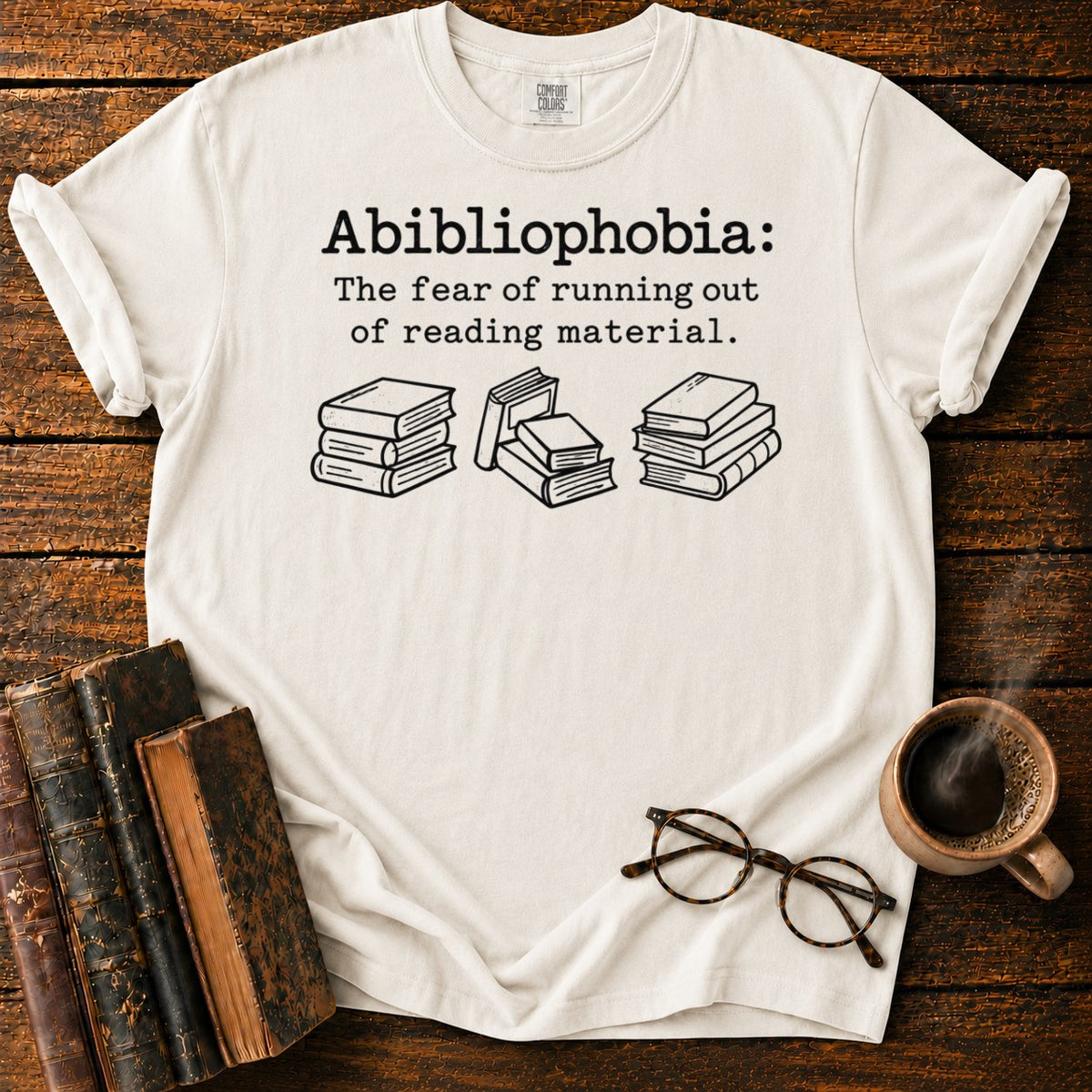 Abibliophobia A Love Of Books T-Shirt in White – BooksThreads