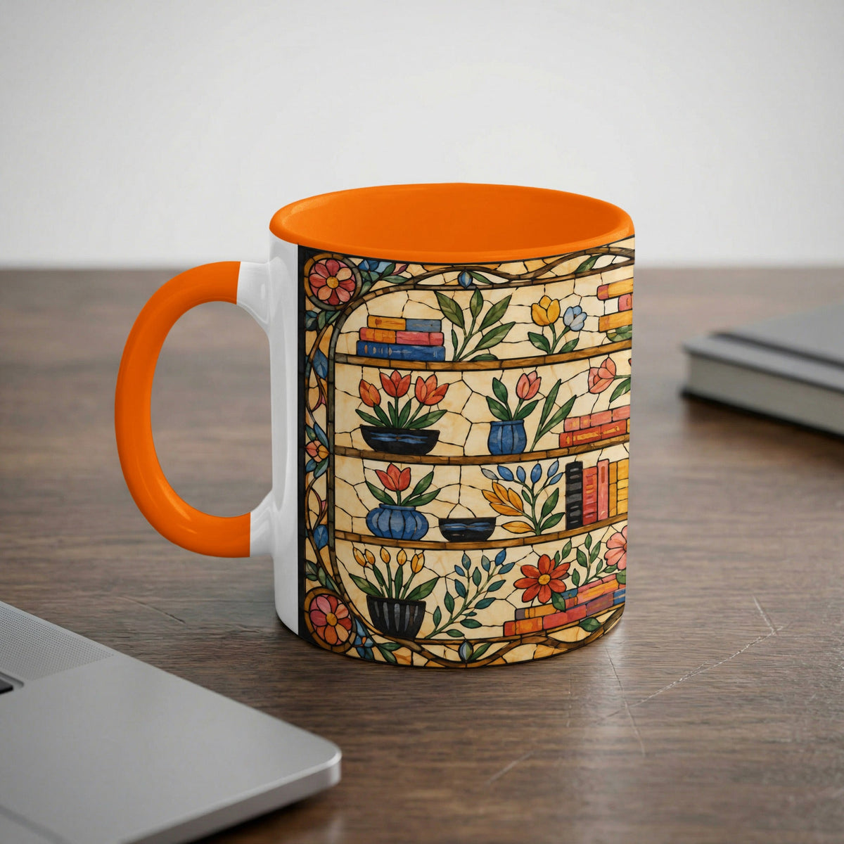 Literary Stained Glass Bookshelf Mug