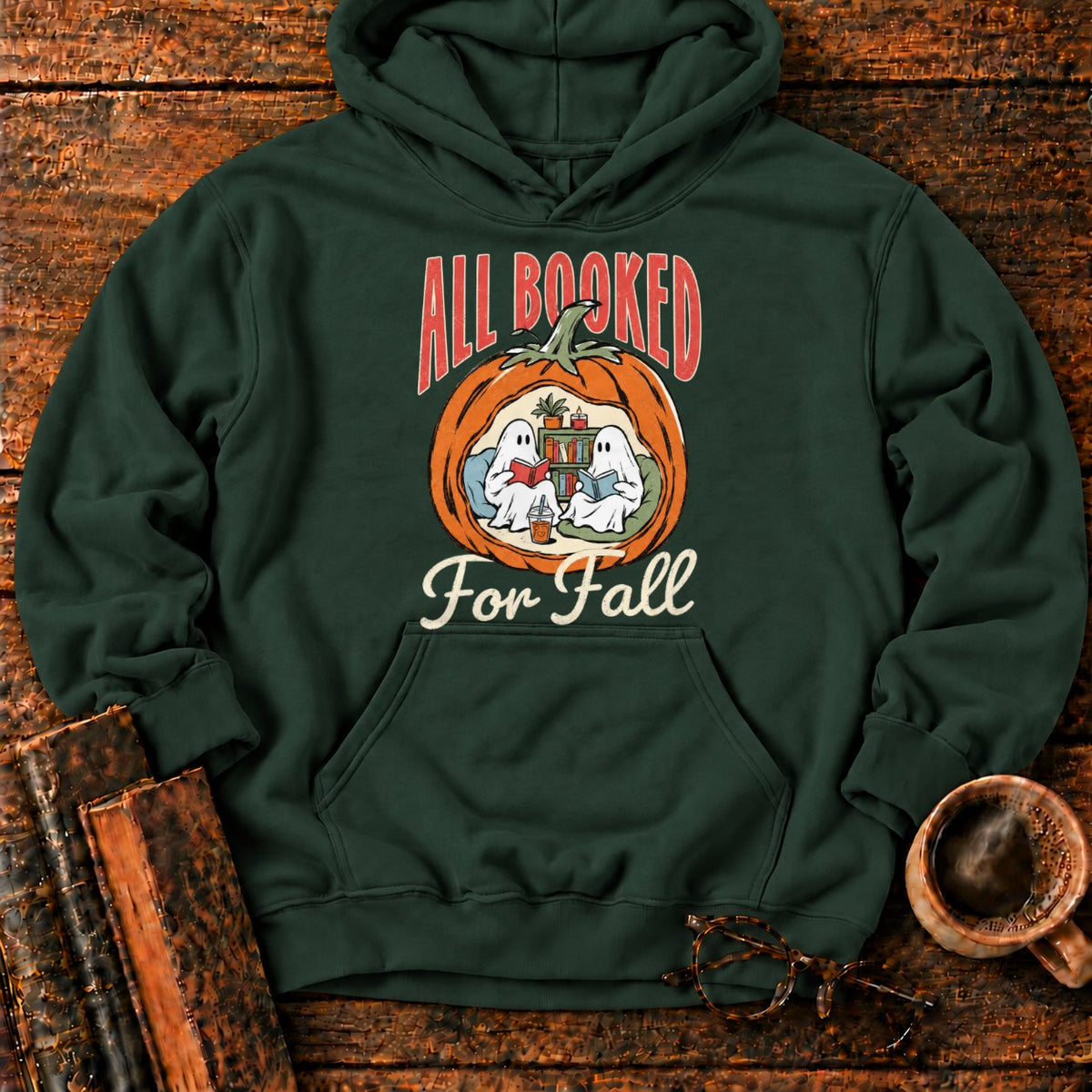 All Booked Pumpkin Reading Nook Hoodie in Forest Green – BooksThreads