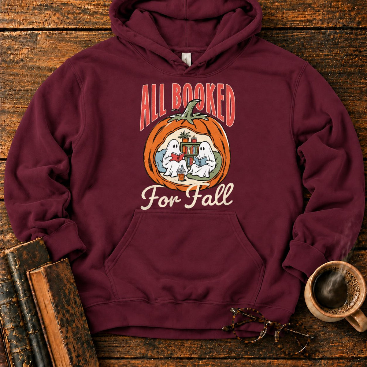 All Booked Pumpkin Reading Nook Hoodie in Maroon – BooksThreads