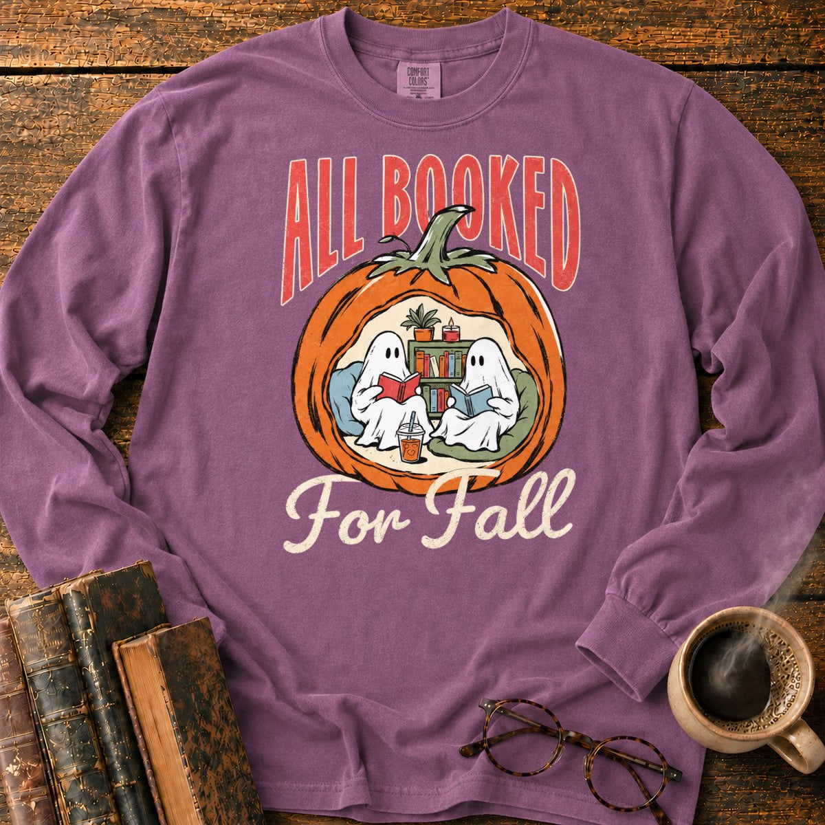 All Booked Pumpkin Reading Nook LS T-Shirt in Berry – BooksThreads