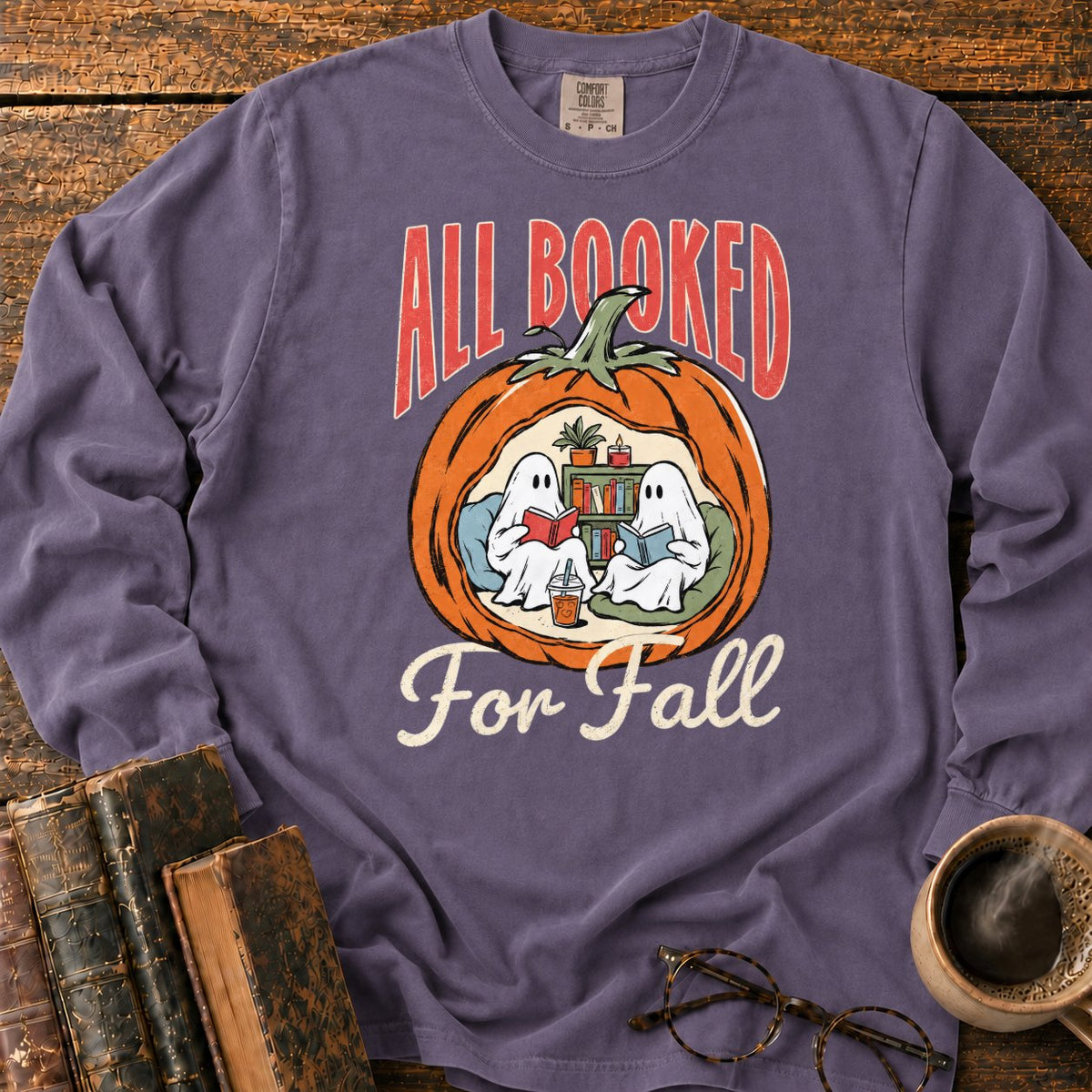 All Booked Pumpkin Reading Nook LS T-Shirt in Grape – BooksThreads