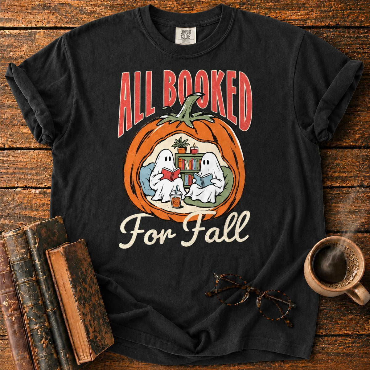 All Booked Pumpkin Reading Nook T-Shirt in Black – BooksThreads