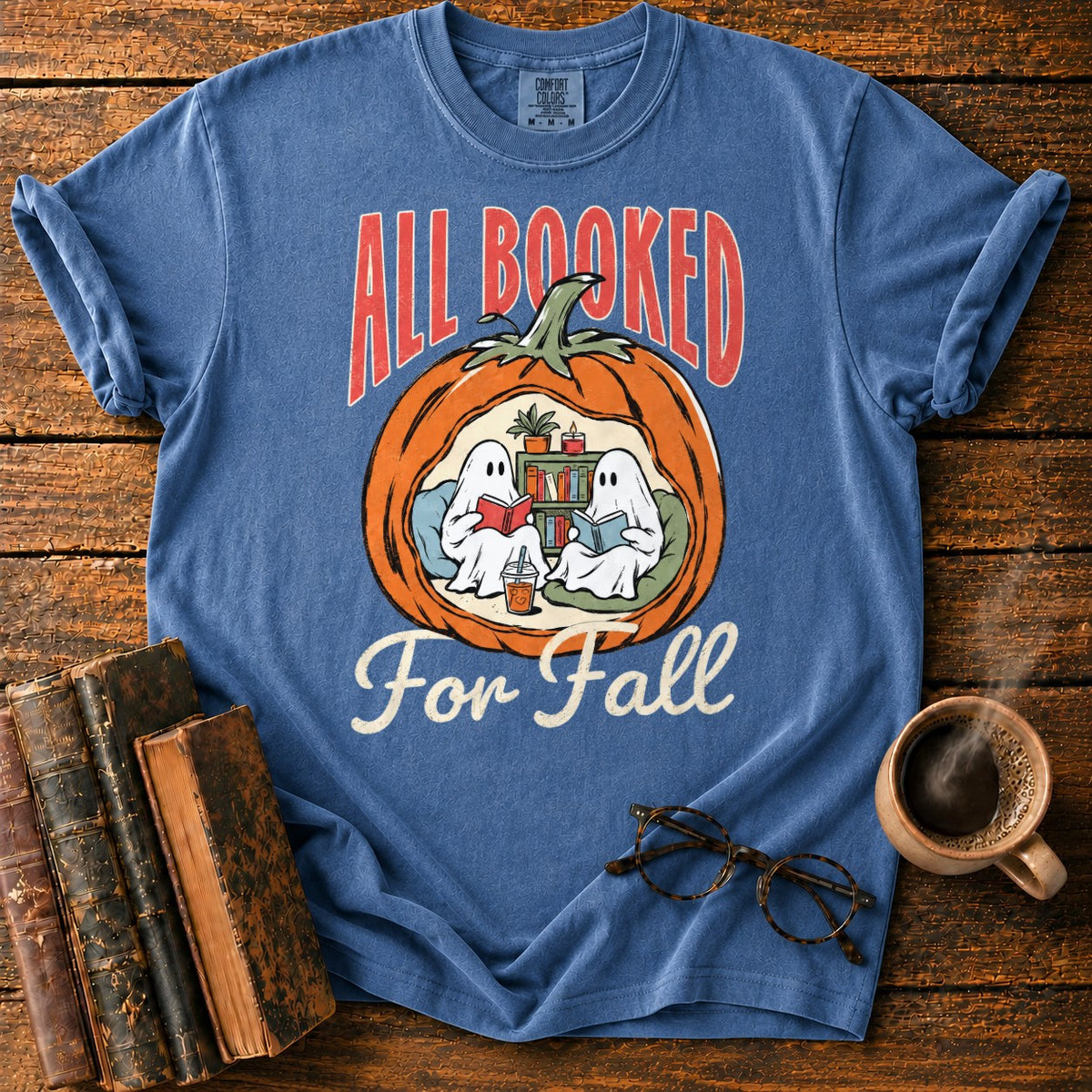 All Booked Pumpkin Reading Nook T-Shirt in Denim – BooksThreads