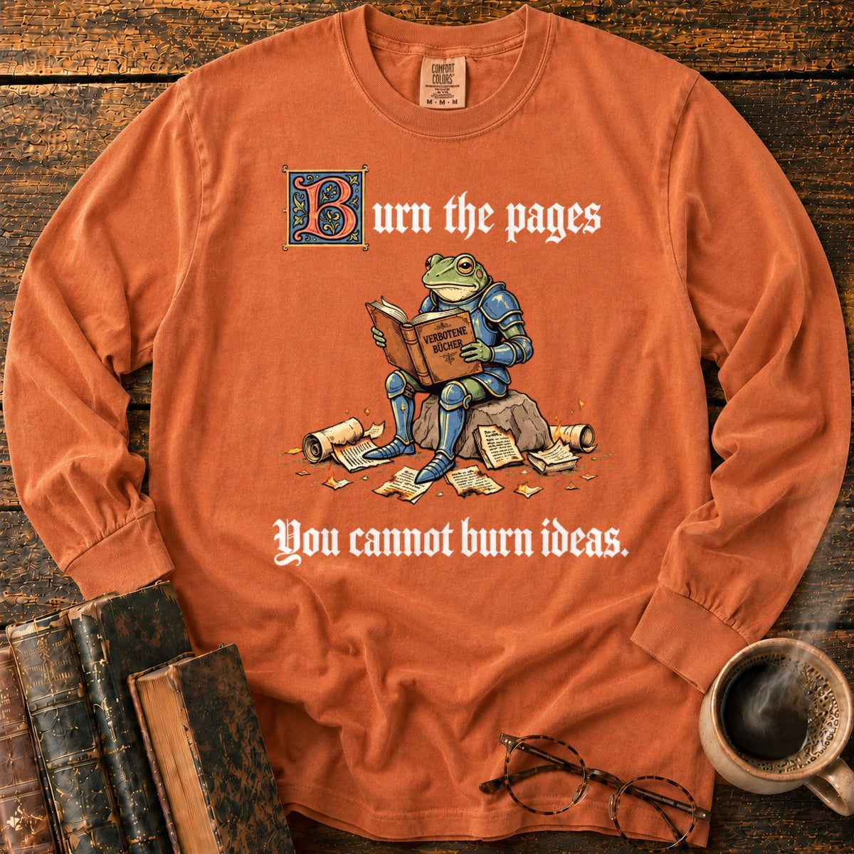 Armored Frog Reading An Ornate Book LS T-Shirt in Yam – BooksThreads