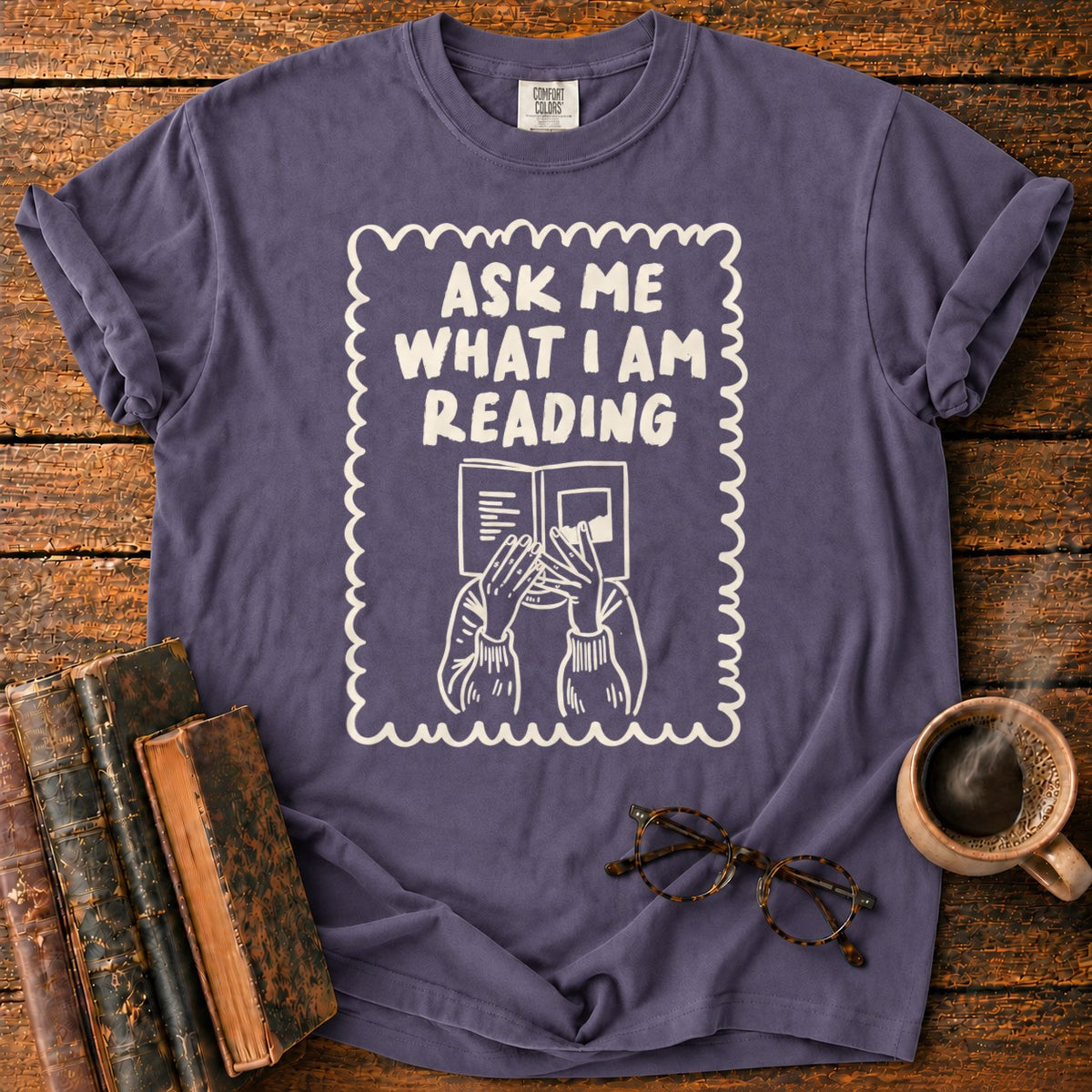 Ask Me What I’m Reading T-Shirt in Grape – BooksThreads