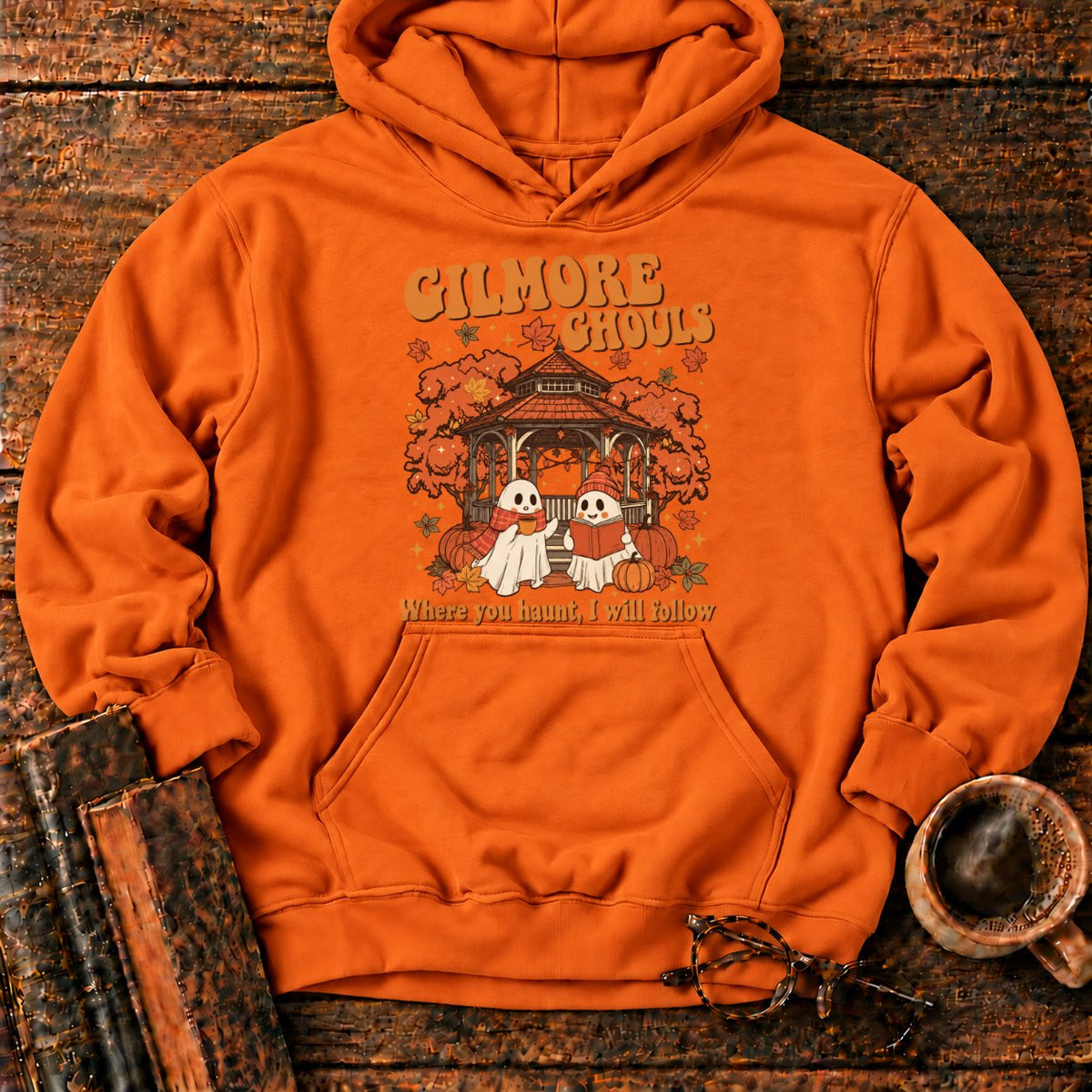 Autumn Ghosts At The Rustic Gazebo Hoodie in Orange – BooksThreads