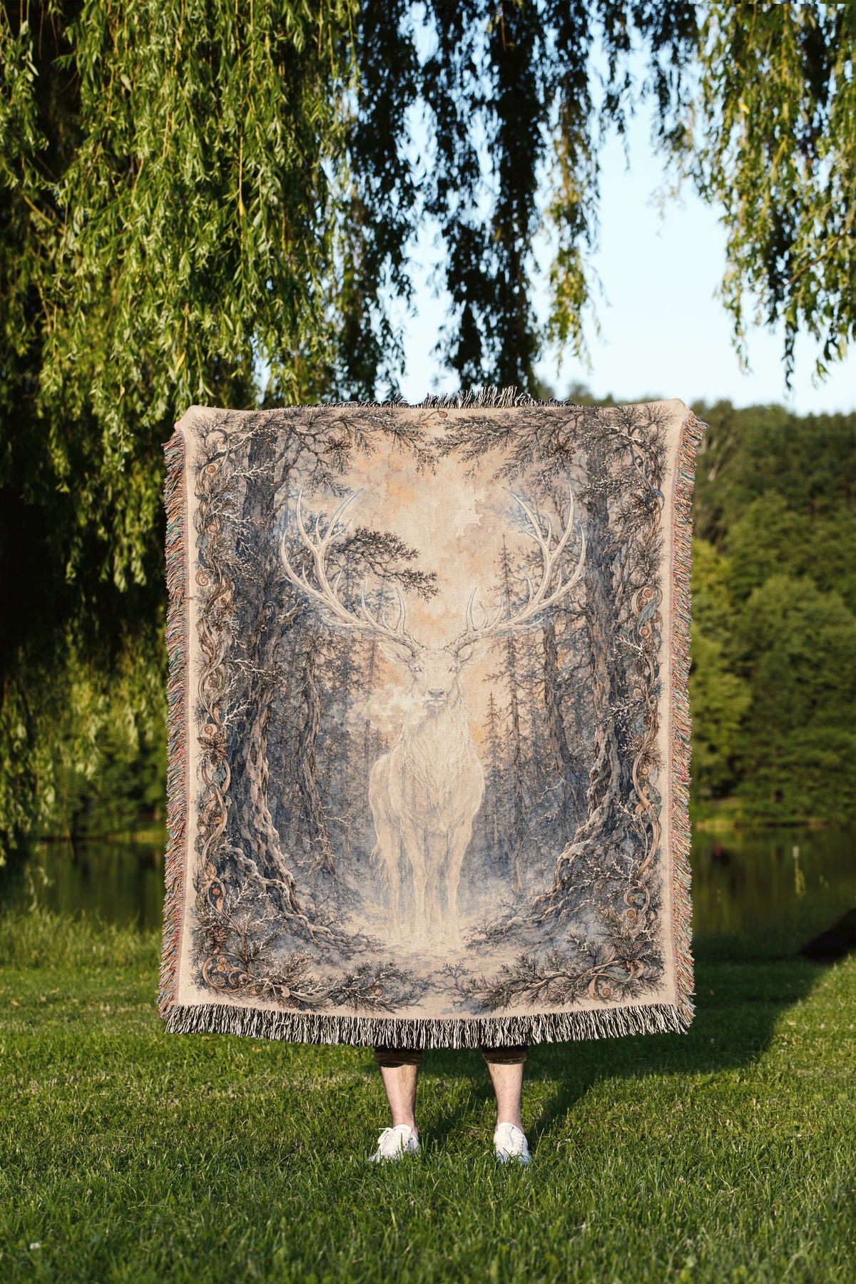 Winter Stag Woven Throw Blanket