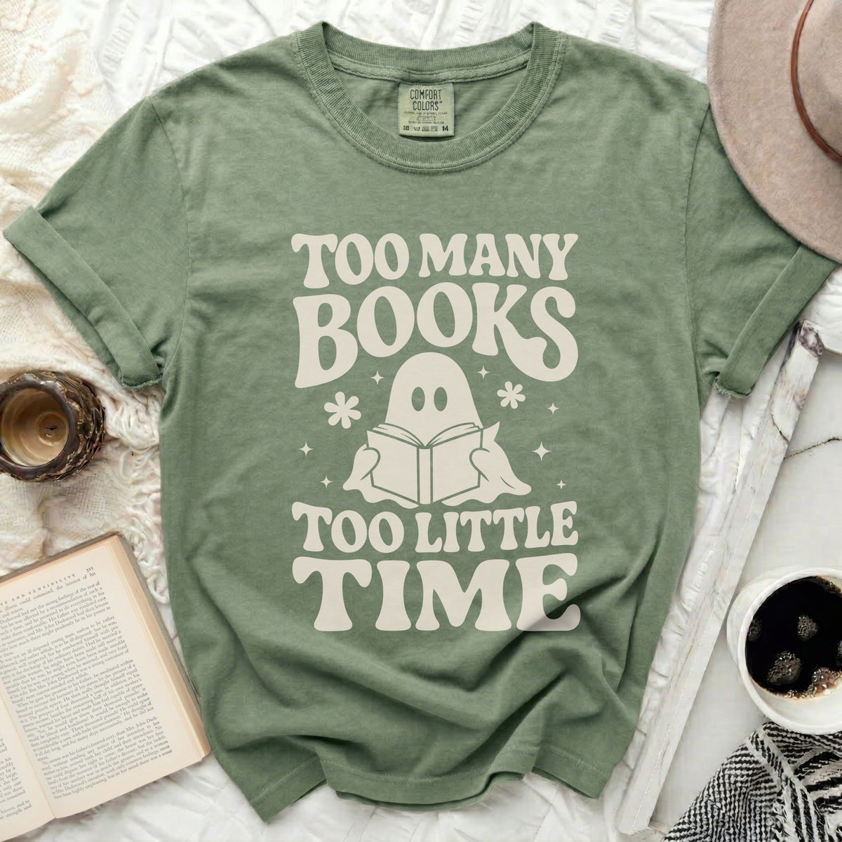 Too Many Books, Little Time Ghost Tee