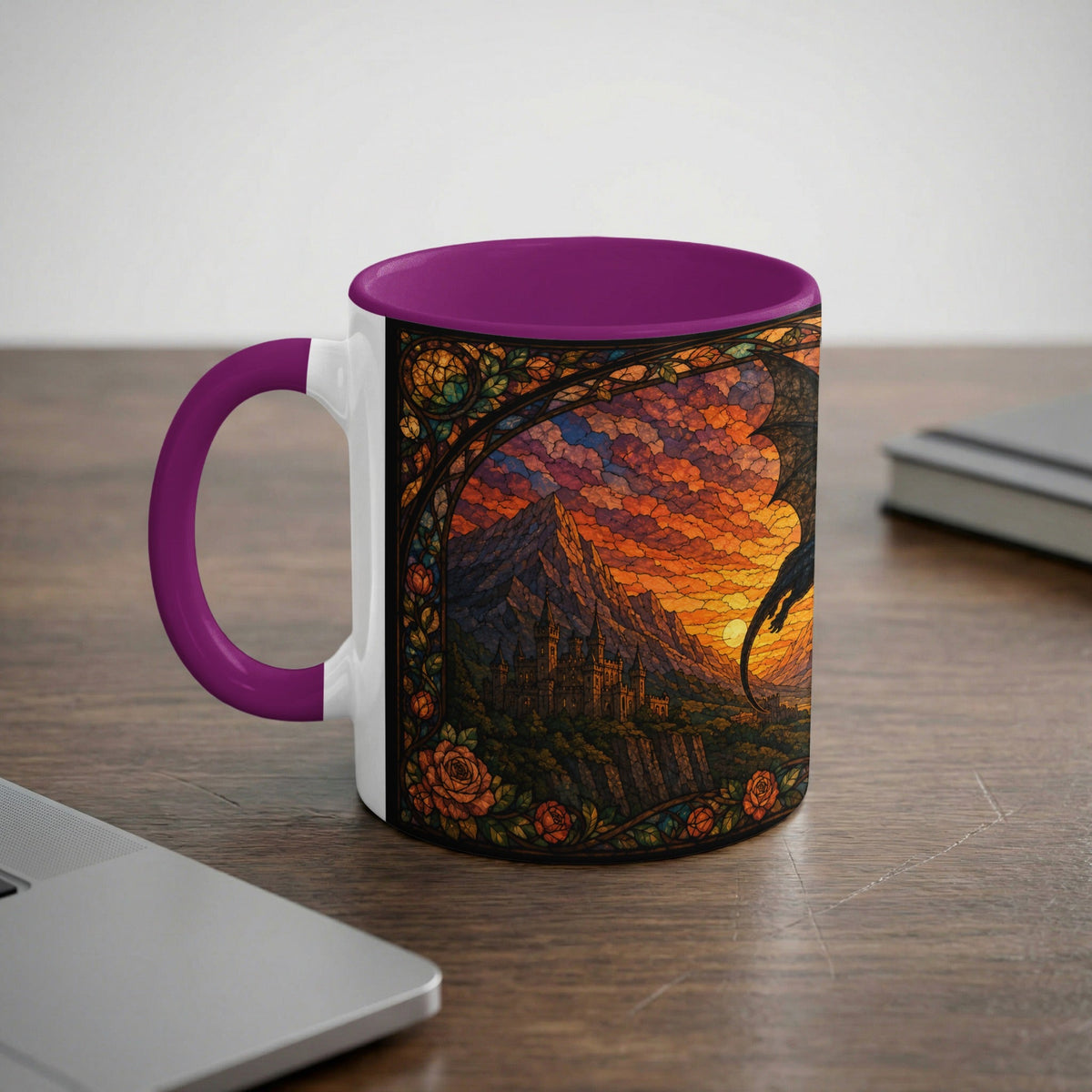 Golden Hour Dragon Stained Glass Mug