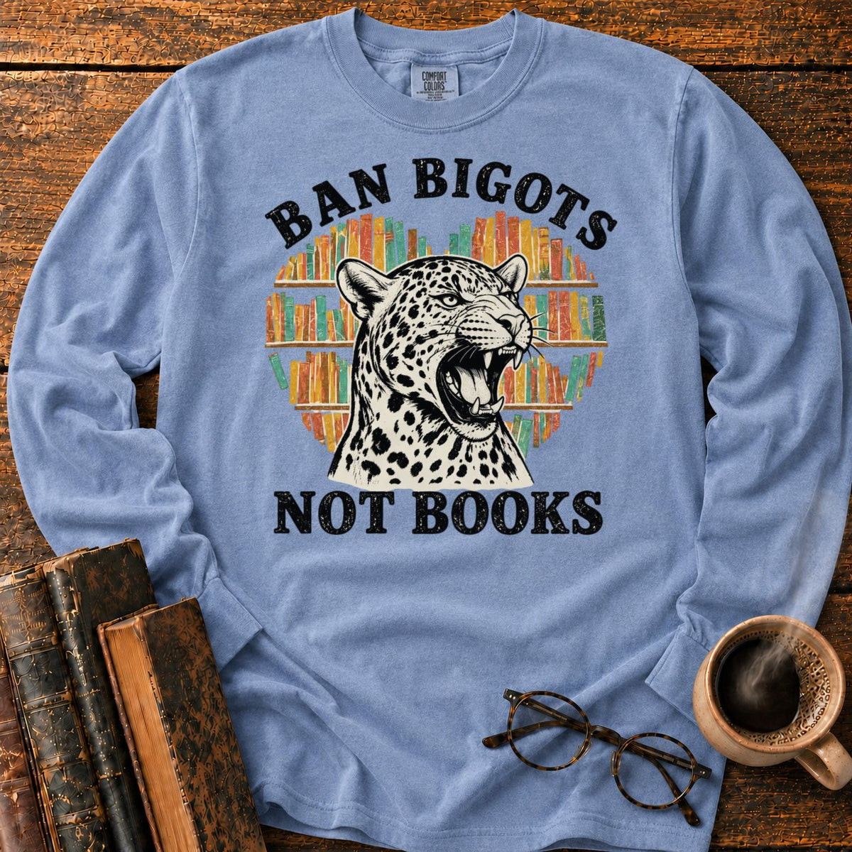 Ban Bigots Not Books LS T-Shirt in Blue Jean – BooksThreads
