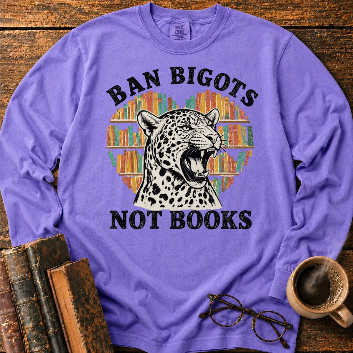 Ban Bigots Not Books LS T-Shirt in Violet – BooksThreads