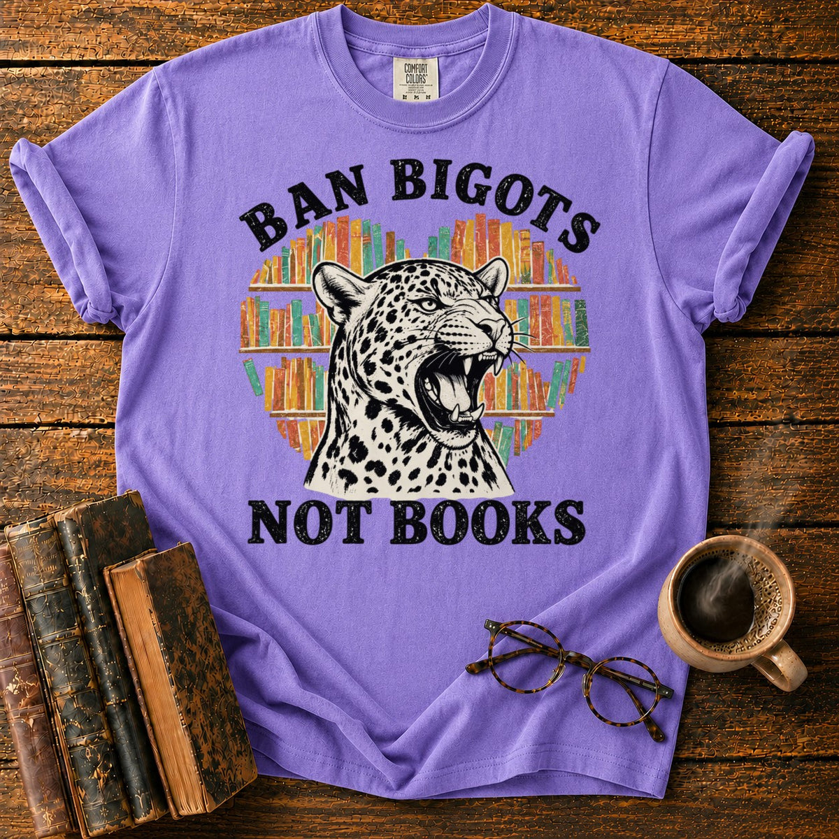 Ban Bigots Not Books T-Shirt in Violet – BooksThreads