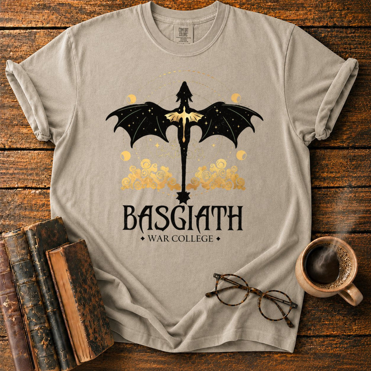 Basgiath Dragon Celestial Crest T-Shirt in Khaki – BooksThreads