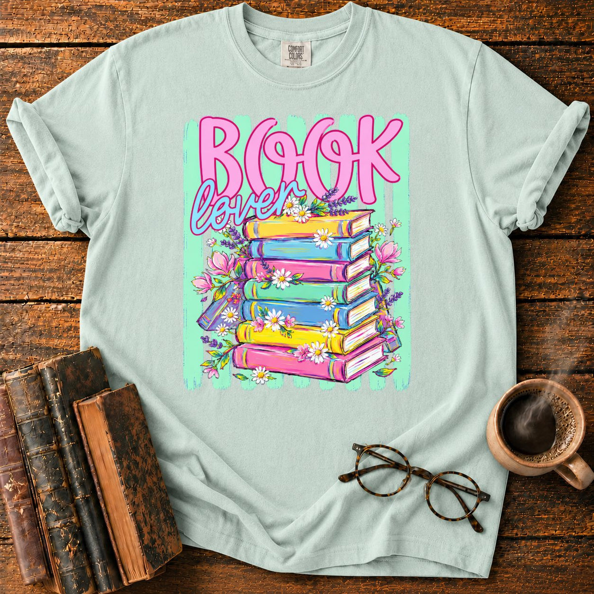 Book Lover Floral Stack T-Shirt in Bay – BooksThreads