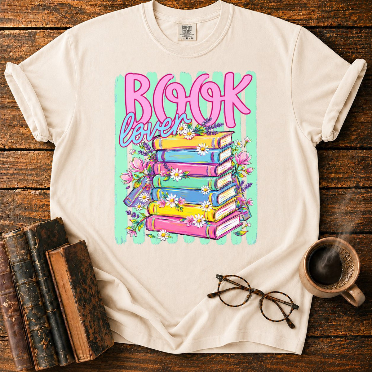 Book Lover Floral Stack T-Shirt in Ivory – BooksThreads