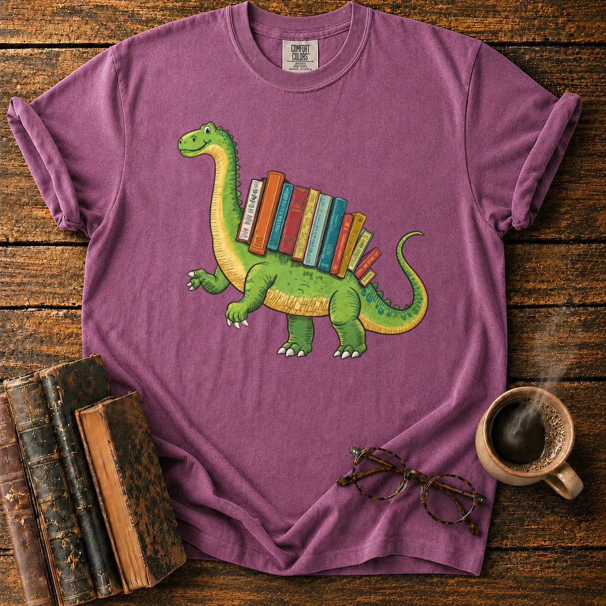 Book Loving Brontosaurusvetica T-Shirt in Berry – BooksThreads
