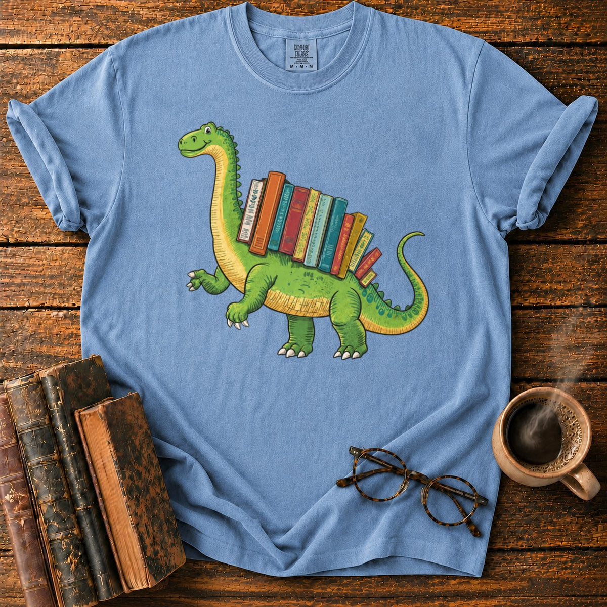 Book Loving Brontosaurusvetica T-Shirt in Blue Jean – BooksThreads