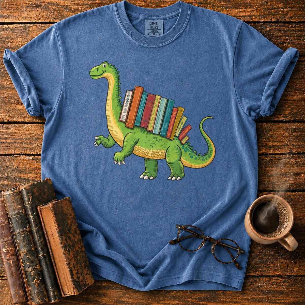 Book Loving Brontosaurusvetica T-Shirt in Denim – BooksThreads