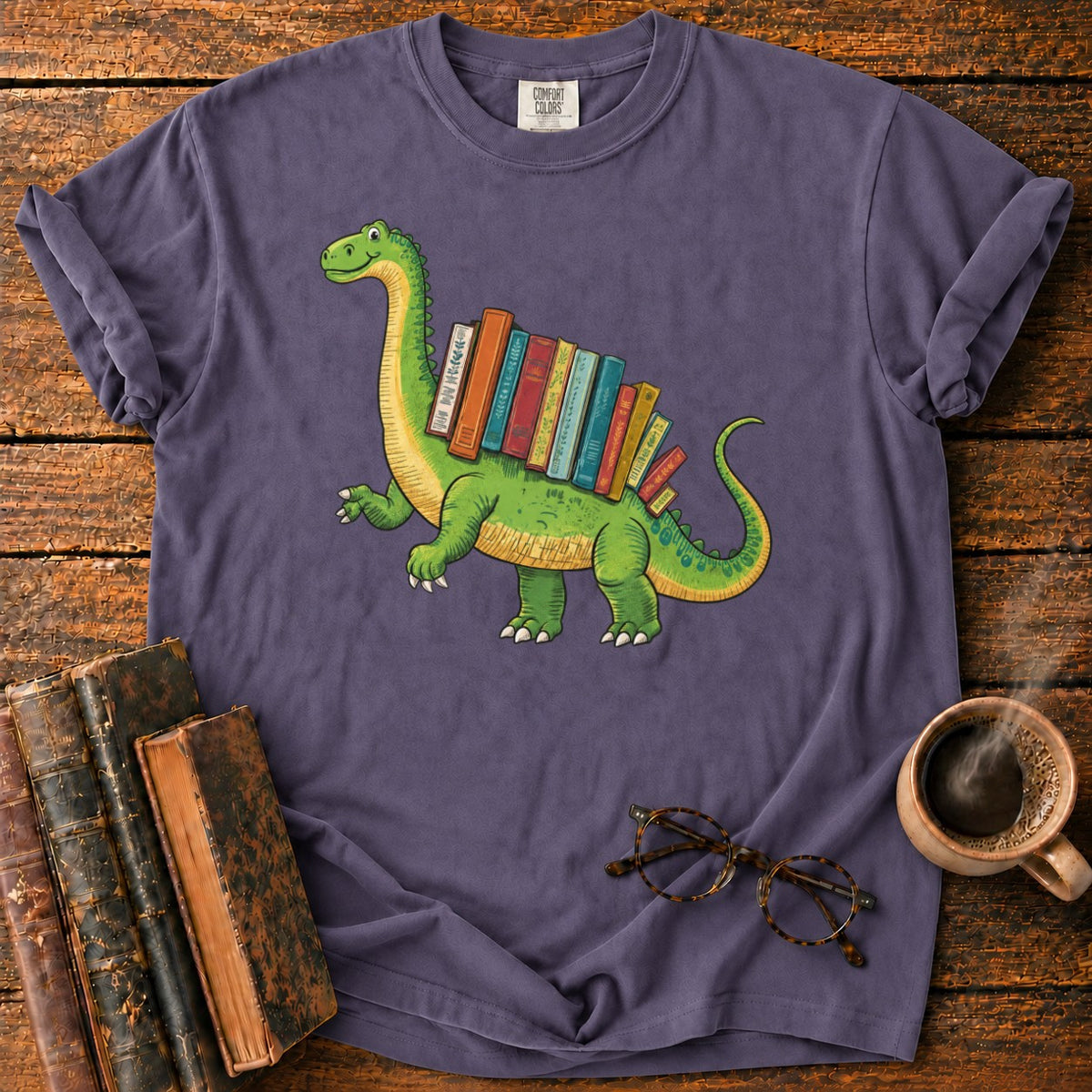 Book Loving Brontosaurusvetica T-Shirt in Grape – BooksThreads