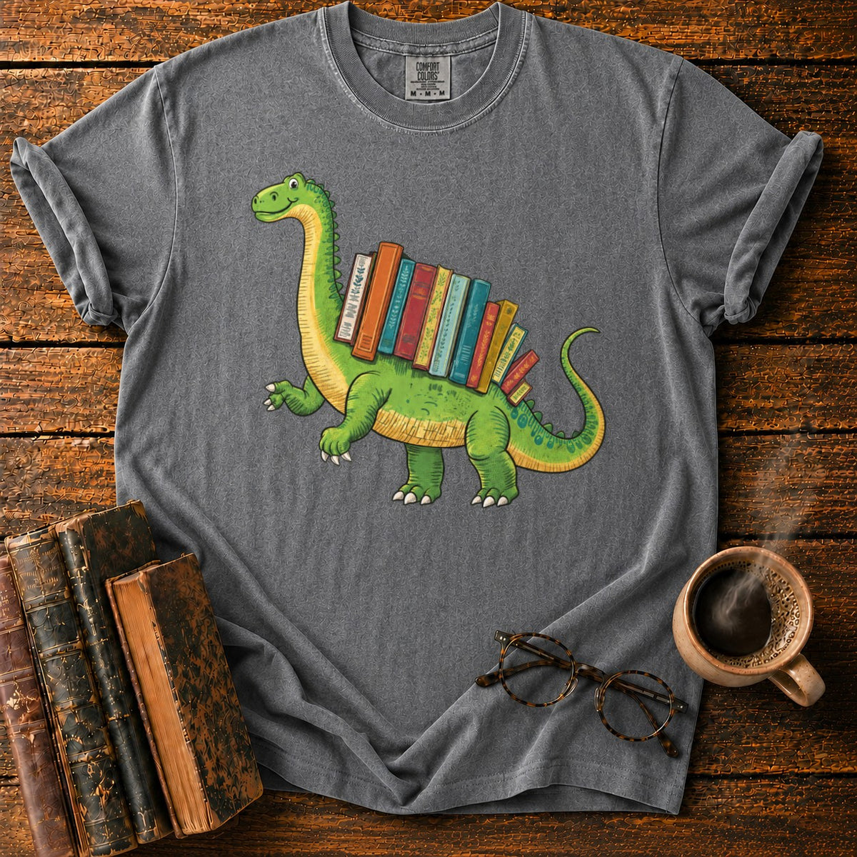 Book Loving Brontosaurusvetica T-Shirt in Pepper – BooksThreads