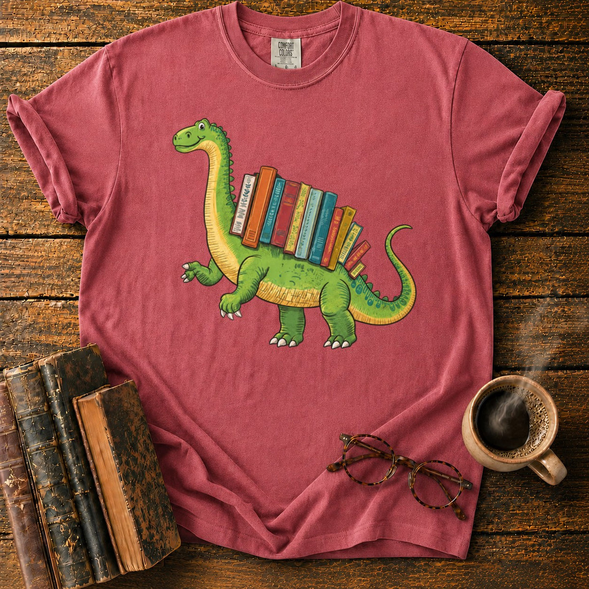 Book Loving Brontosaurusvetica T-Shirt in Watermelon – BooksThreads