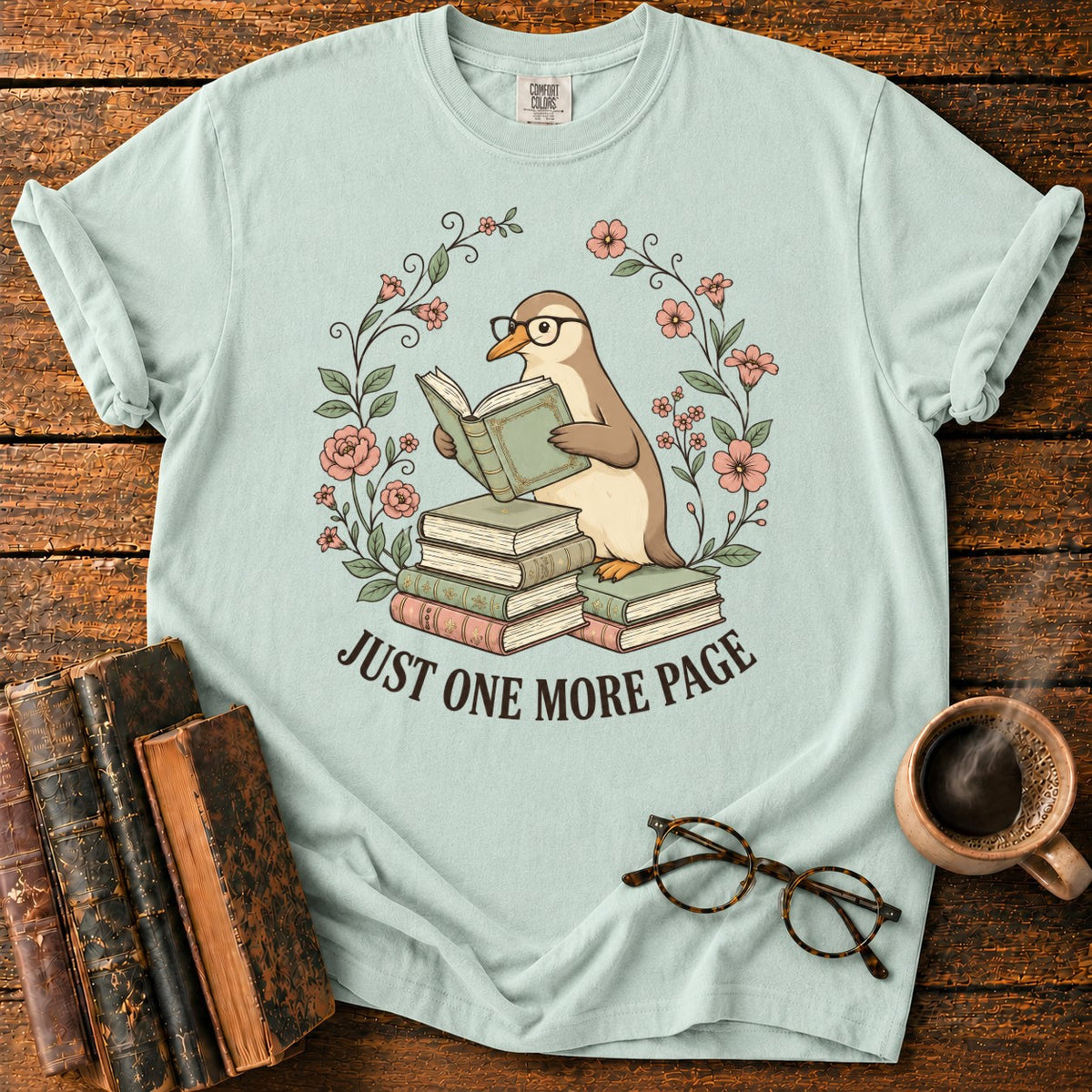 Bookish Goose In A Floral Wreath T-Shirt in Bay – BooksThreads