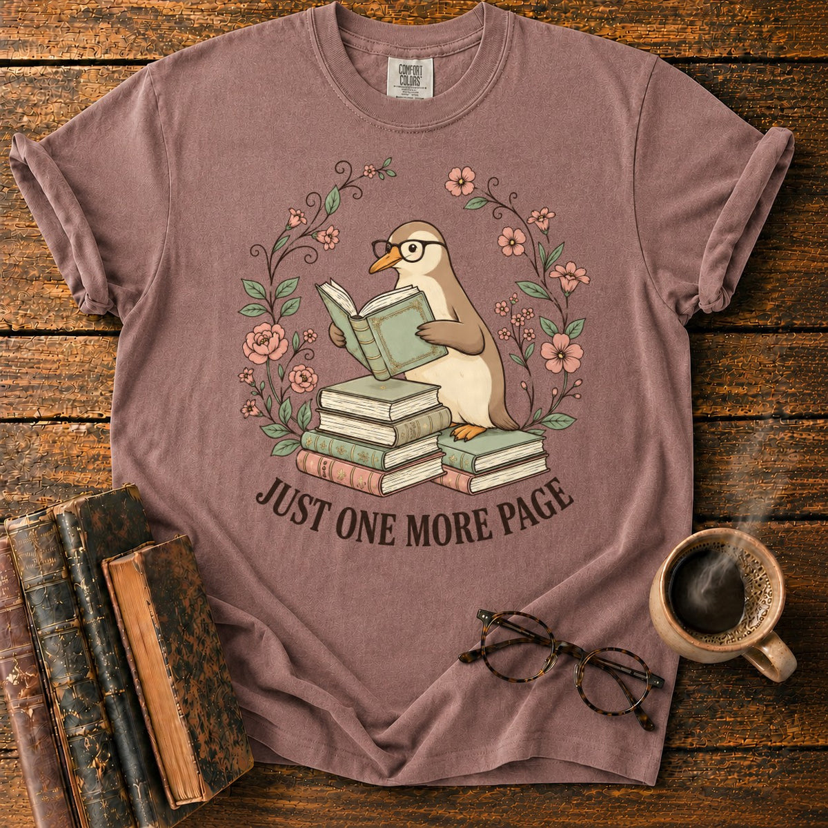Bookish Goose In A Floral Wreath T-Shirt in Espresso – BooksThreads