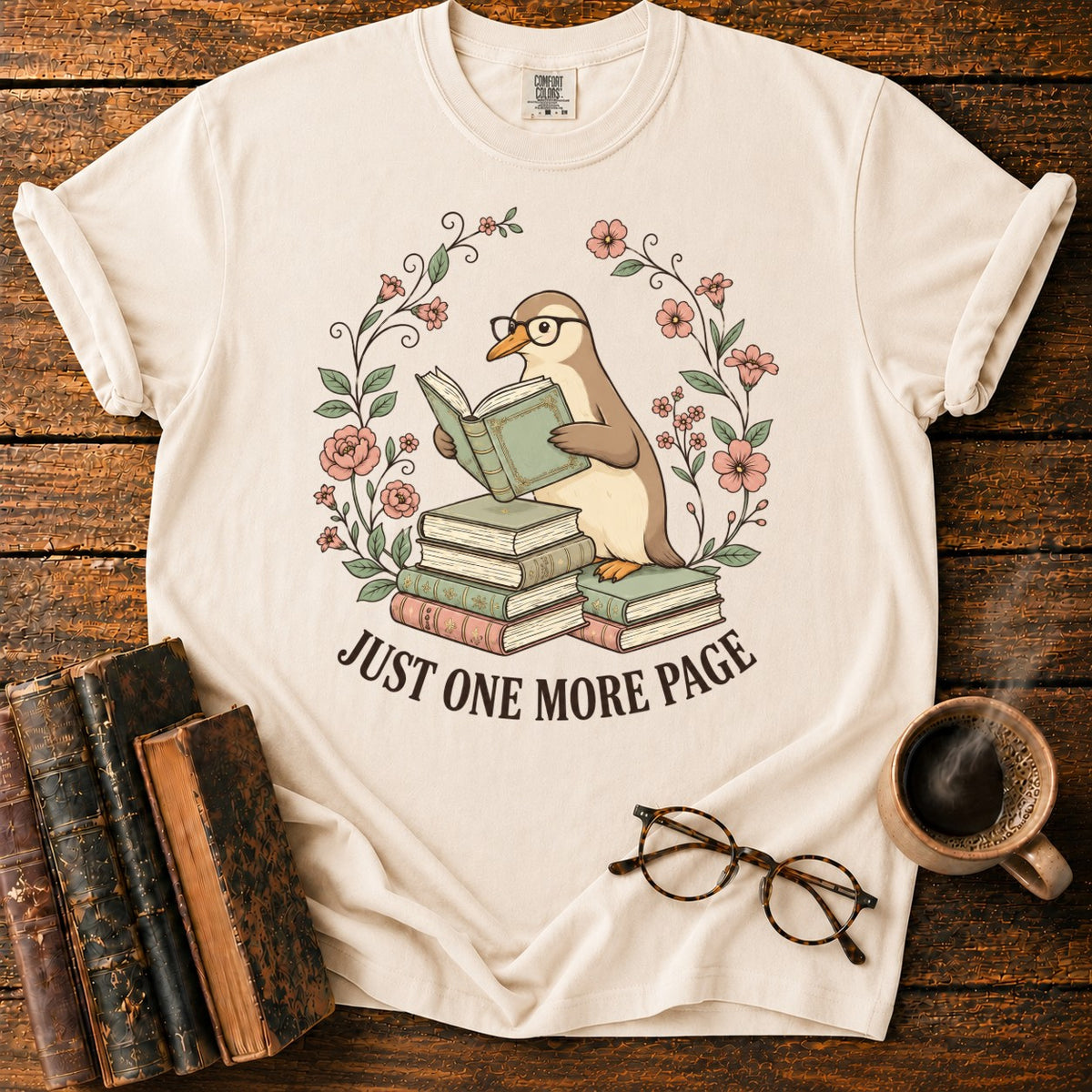 Bookish Goose In A Floral Wreath T-Shirt in Ivory – BooksThreads