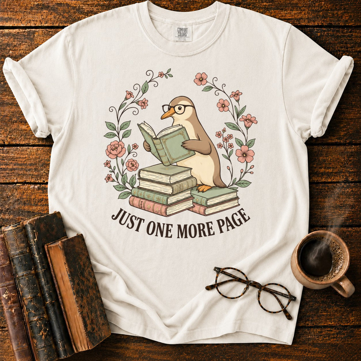 Bookish Goose In A Floral Wreath T-Shirt in White – BooksThreads