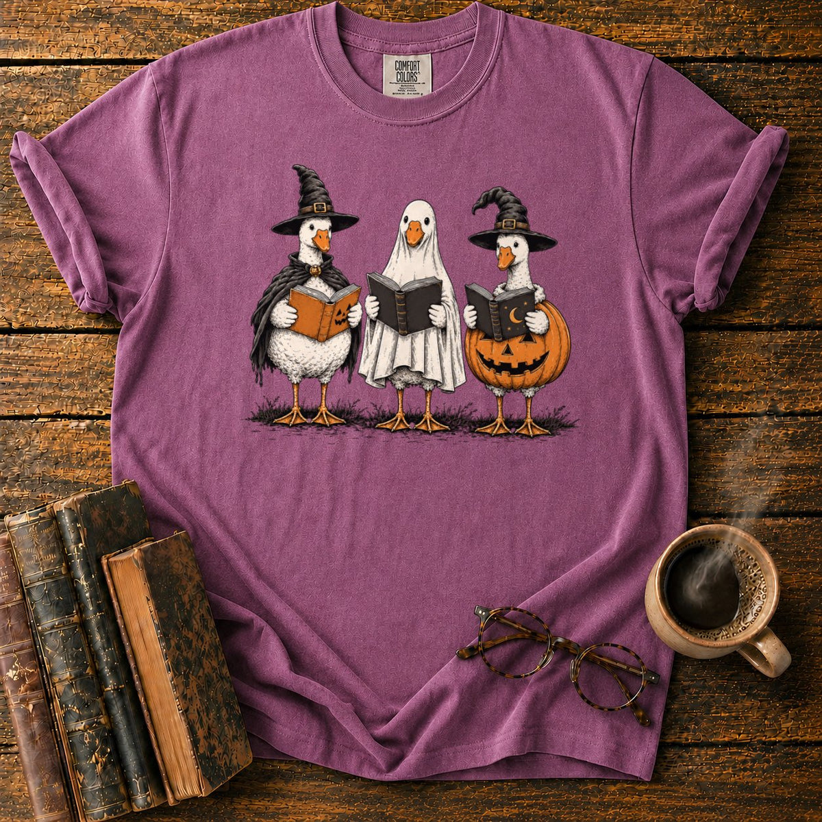 Bookish Halloween Geese T-Shirt in Berry – BooksThreads