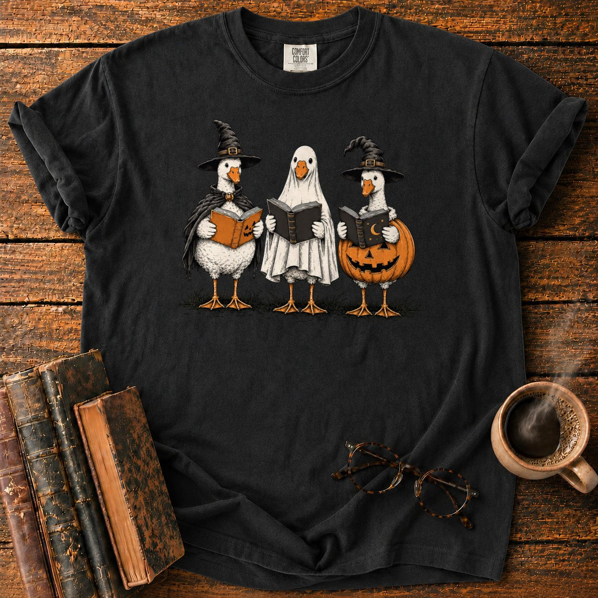 Bookish Halloween Geese T-Shirt in Black – BooksThreads