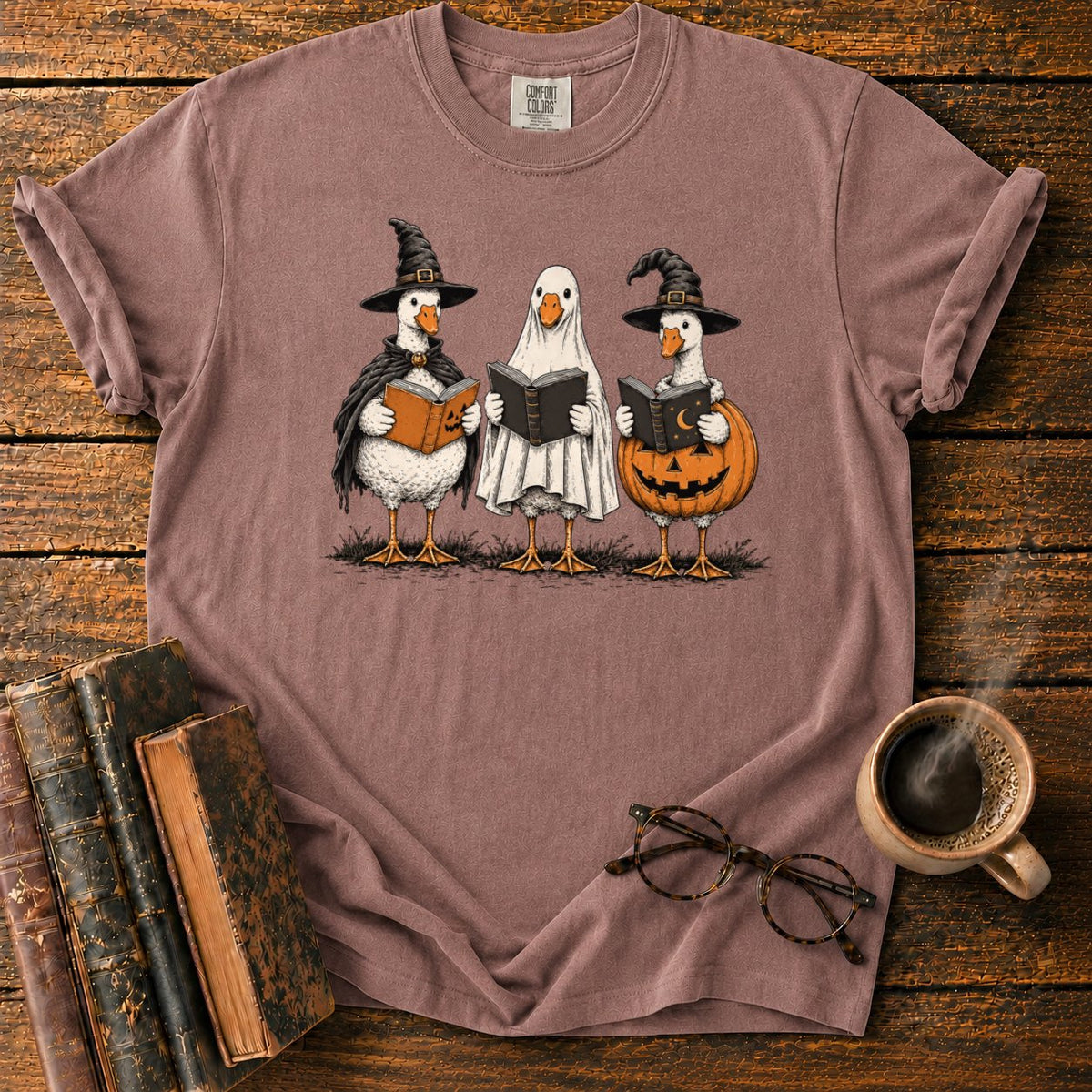 Bookish Halloween Geese T-Shirt in Espresso – BooksThreads
