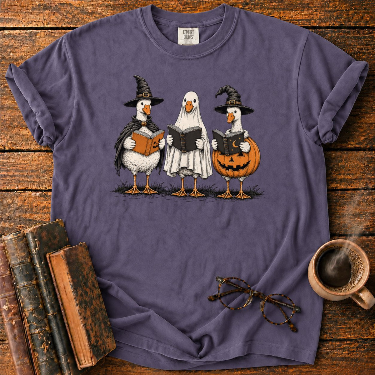 Bookish Halloween Geese T-Shirt in Grape – BooksThreads