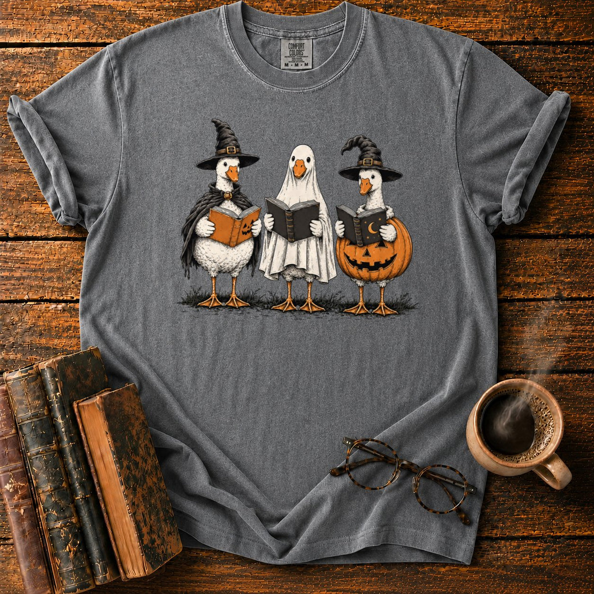 Bookish Halloween Geese T-Shirt in Pepper – BooksThreads