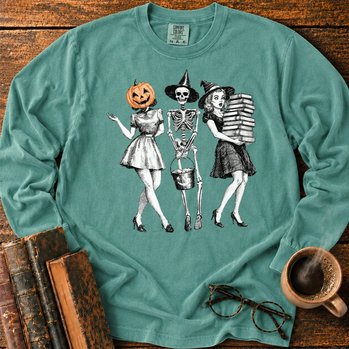 Bookish Witch Trio LS T-Shirt in Light Green – BooksThreads