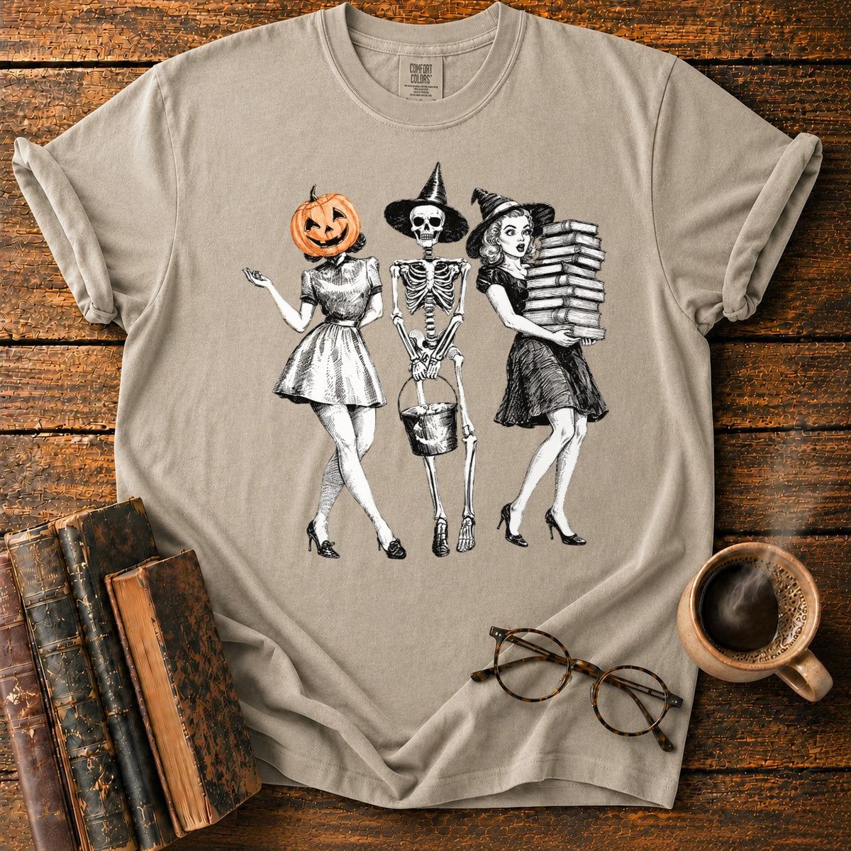 Bookish Witch Trio T-Shirt in Khaki – BooksThreads