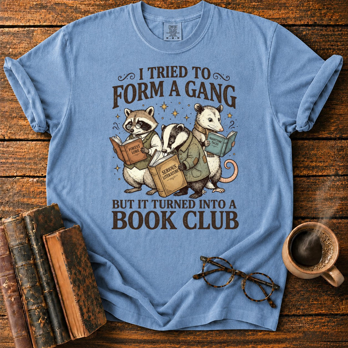 Bookish Woodland Animal Club T-Shirt in Blue Jean – BooksThreads