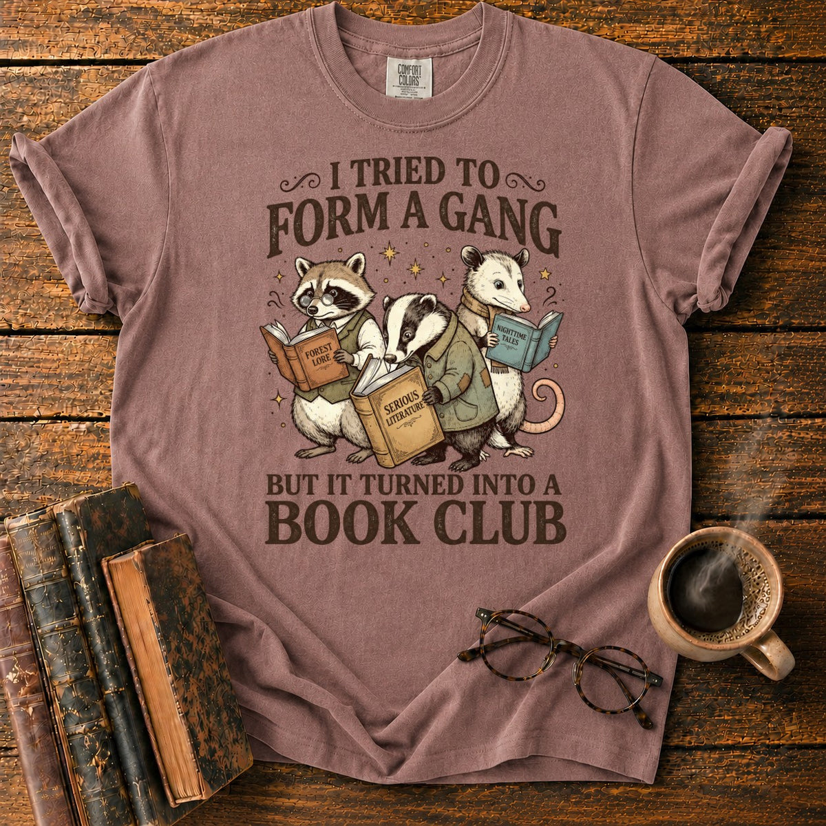 Bookish Woodland Animal Club T-Shirt in Espresso – BooksThreads