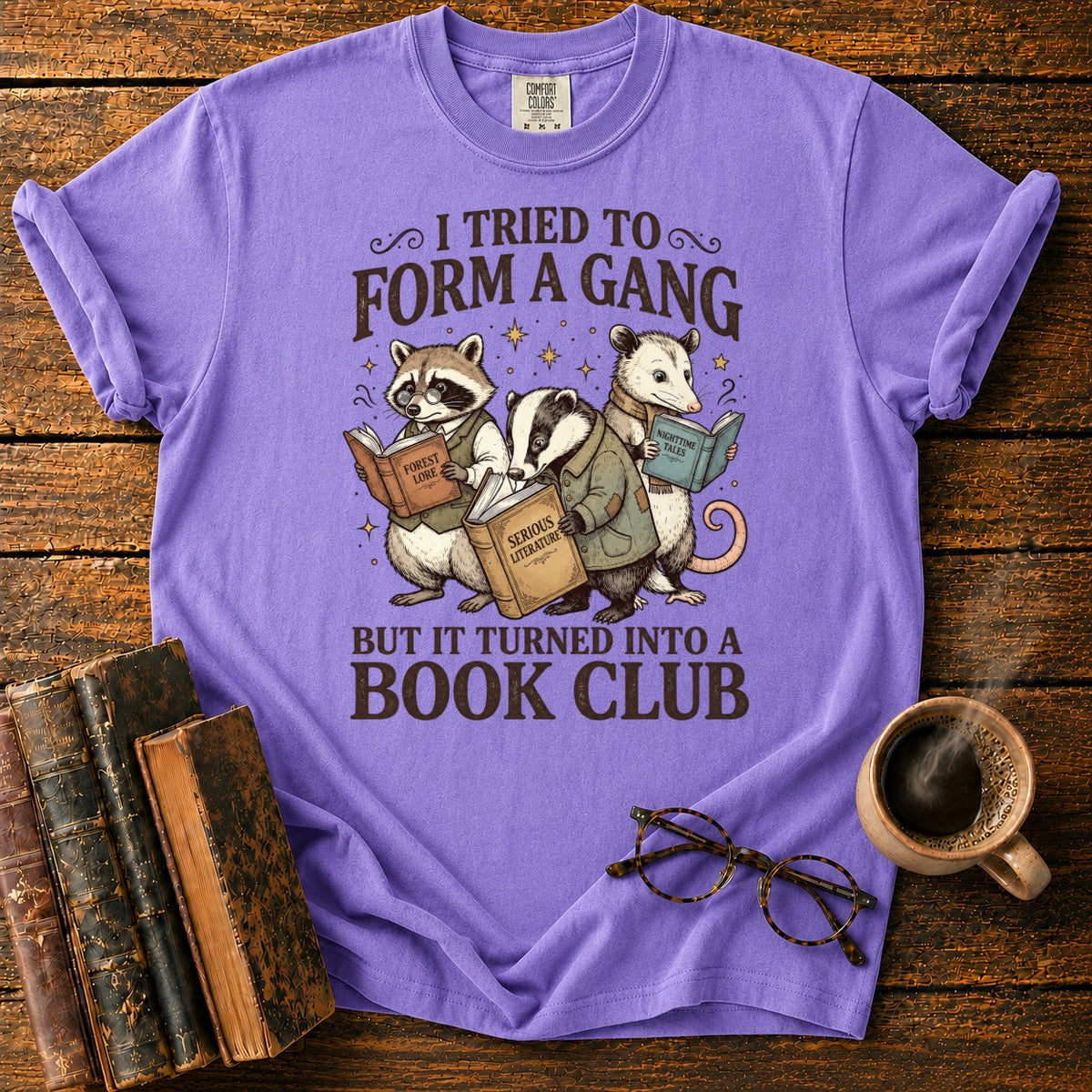 Bookish Woodland Animal Club T-Shirt in Violet – BooksThreads
