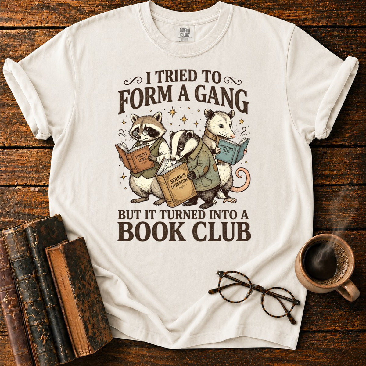 Bookish Woodland Animal Club T-Shirt in White – BooksThreads
