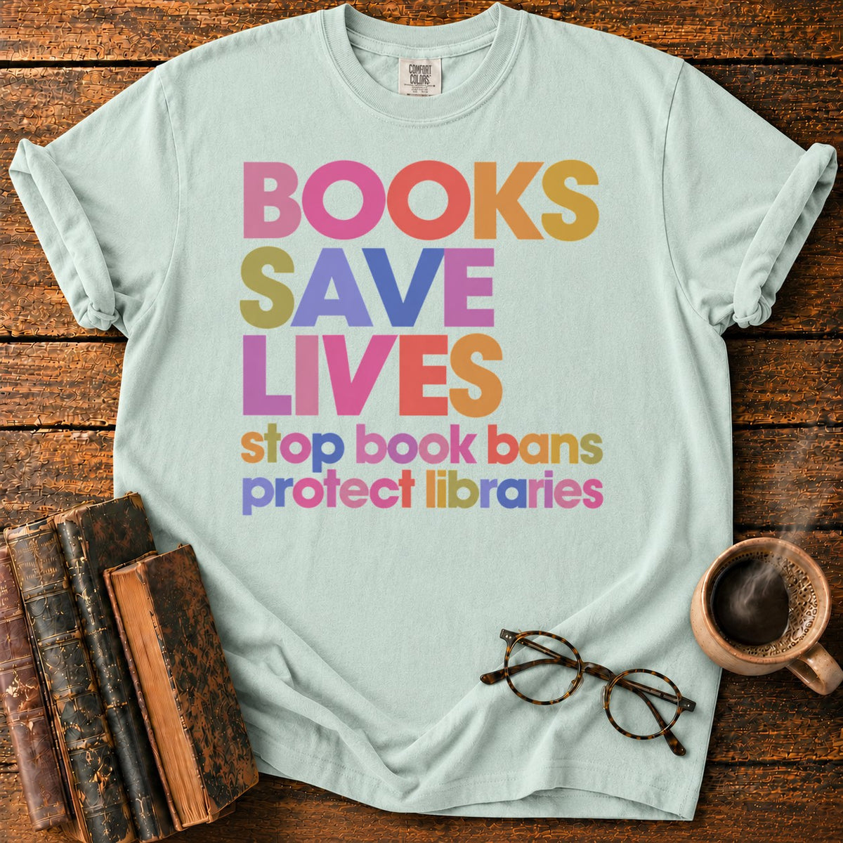 Books Save Lives T-Shirt in Bay – BooksThreads