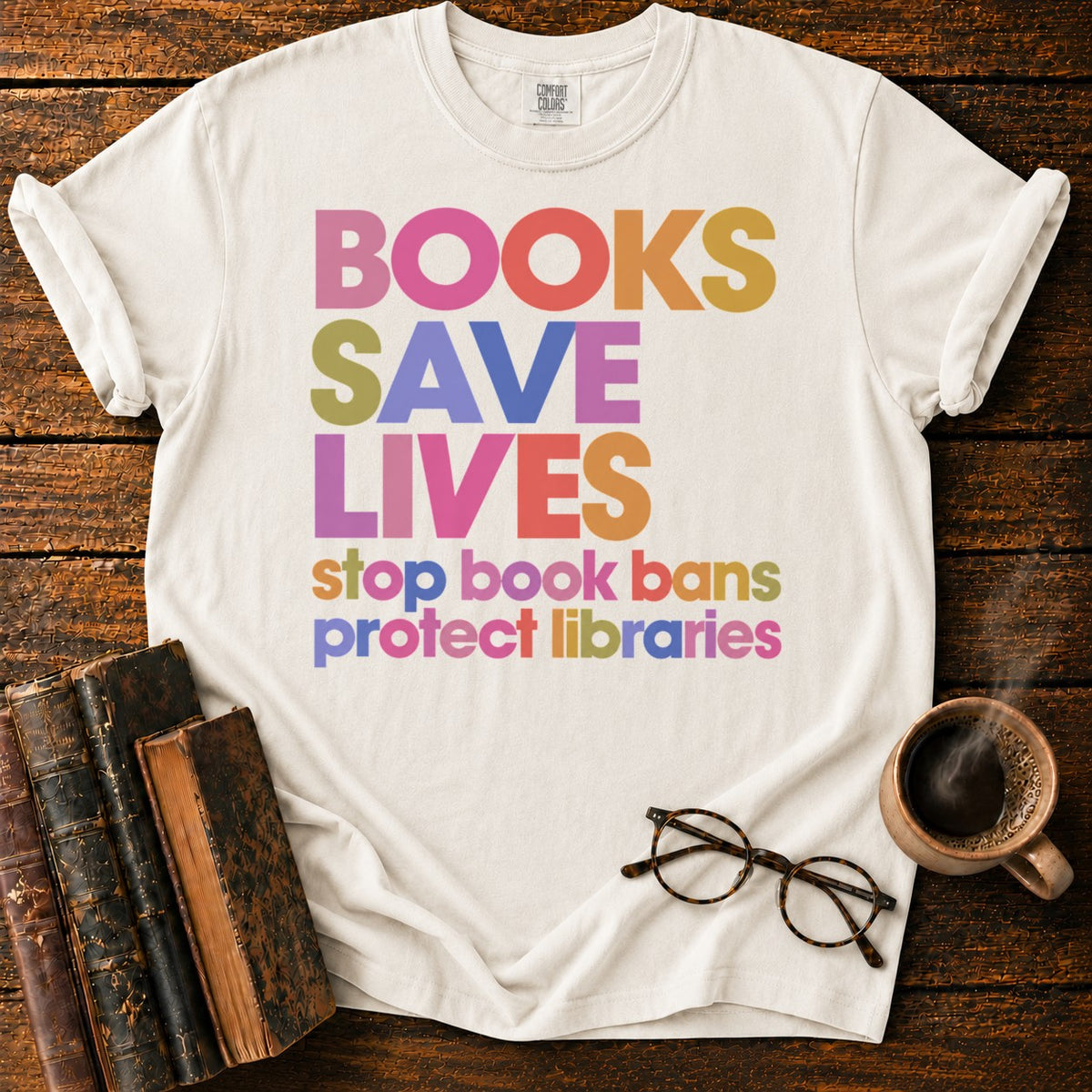 Books Save Lives T-Shirt in White – BooksThreads