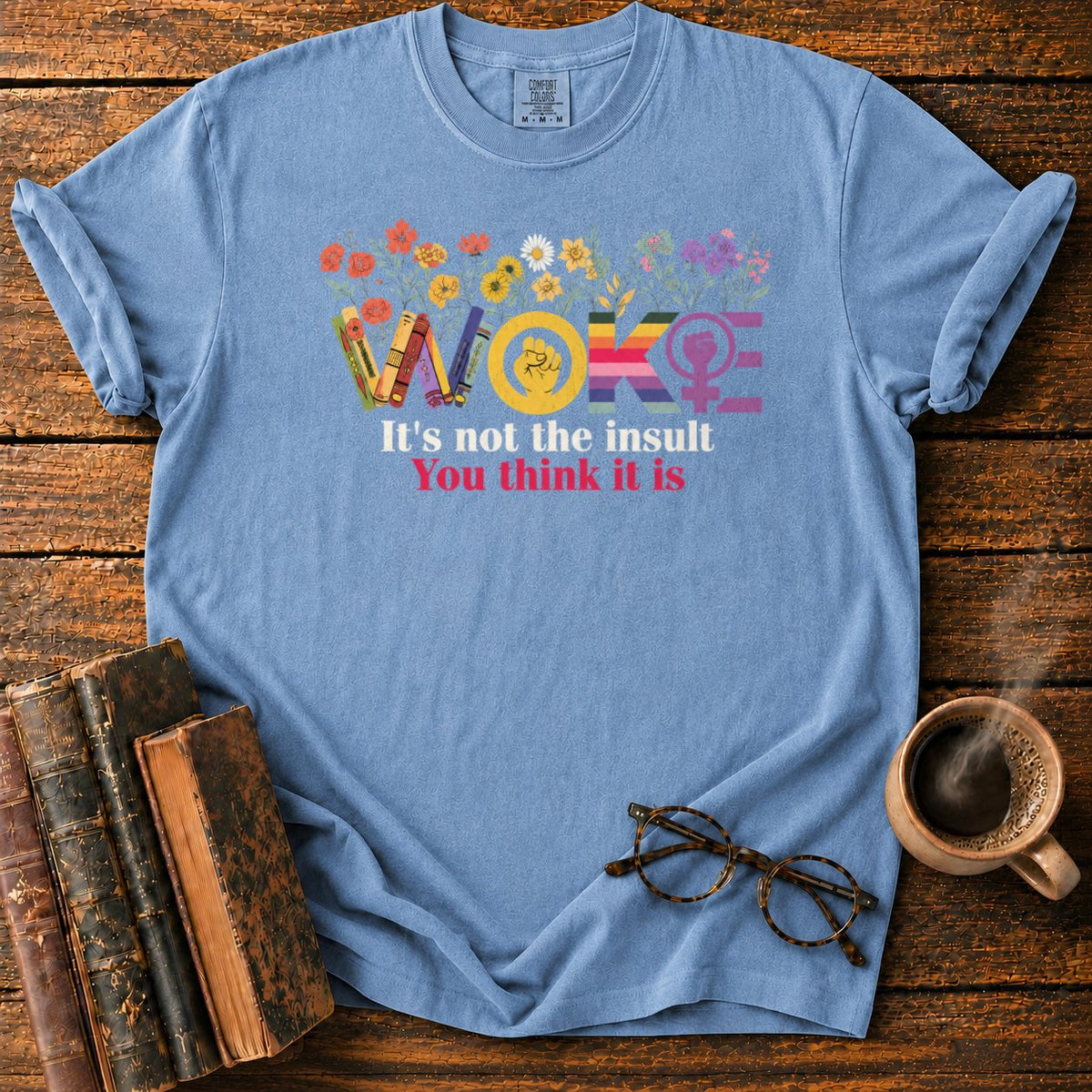 Botanical Woke Book T-Shirt in Blue Jean – BooksThreads