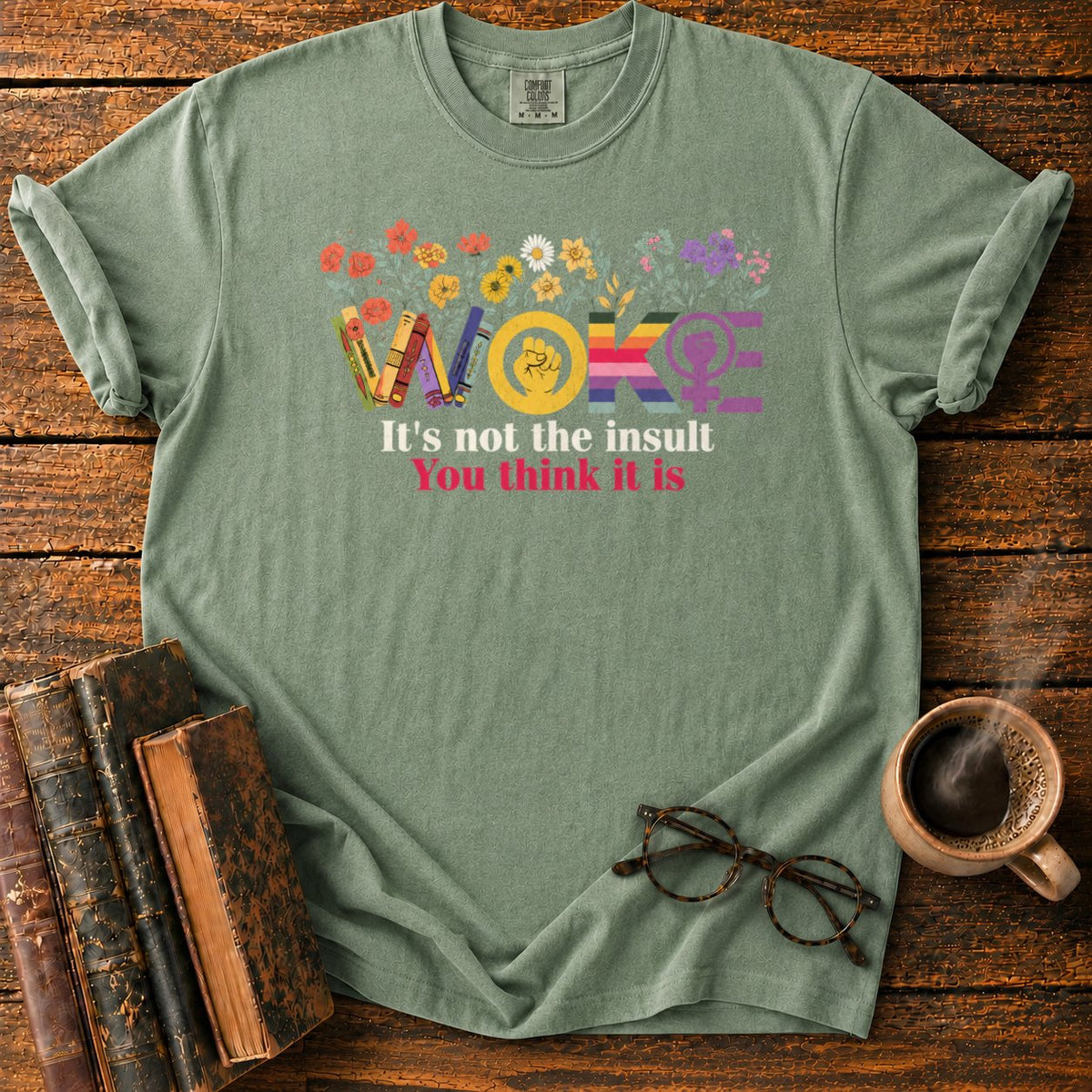 Botanical Woke Book T-Shirt in Moss – BooksThreads