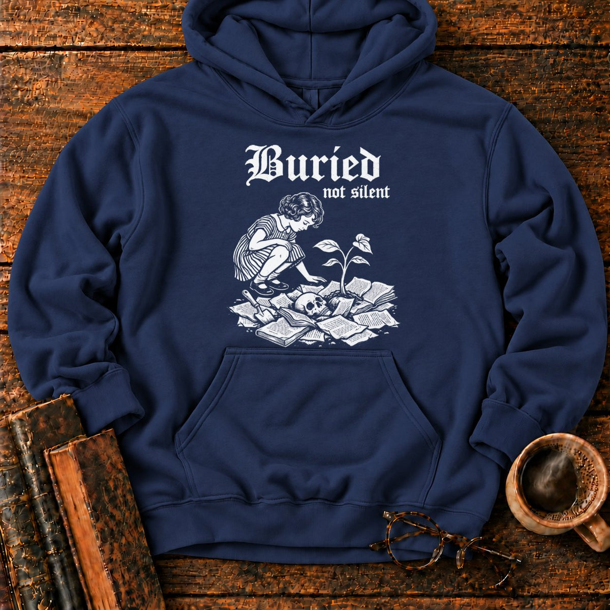 Buried Not Silent Hoodie in Navy – BooksThreads