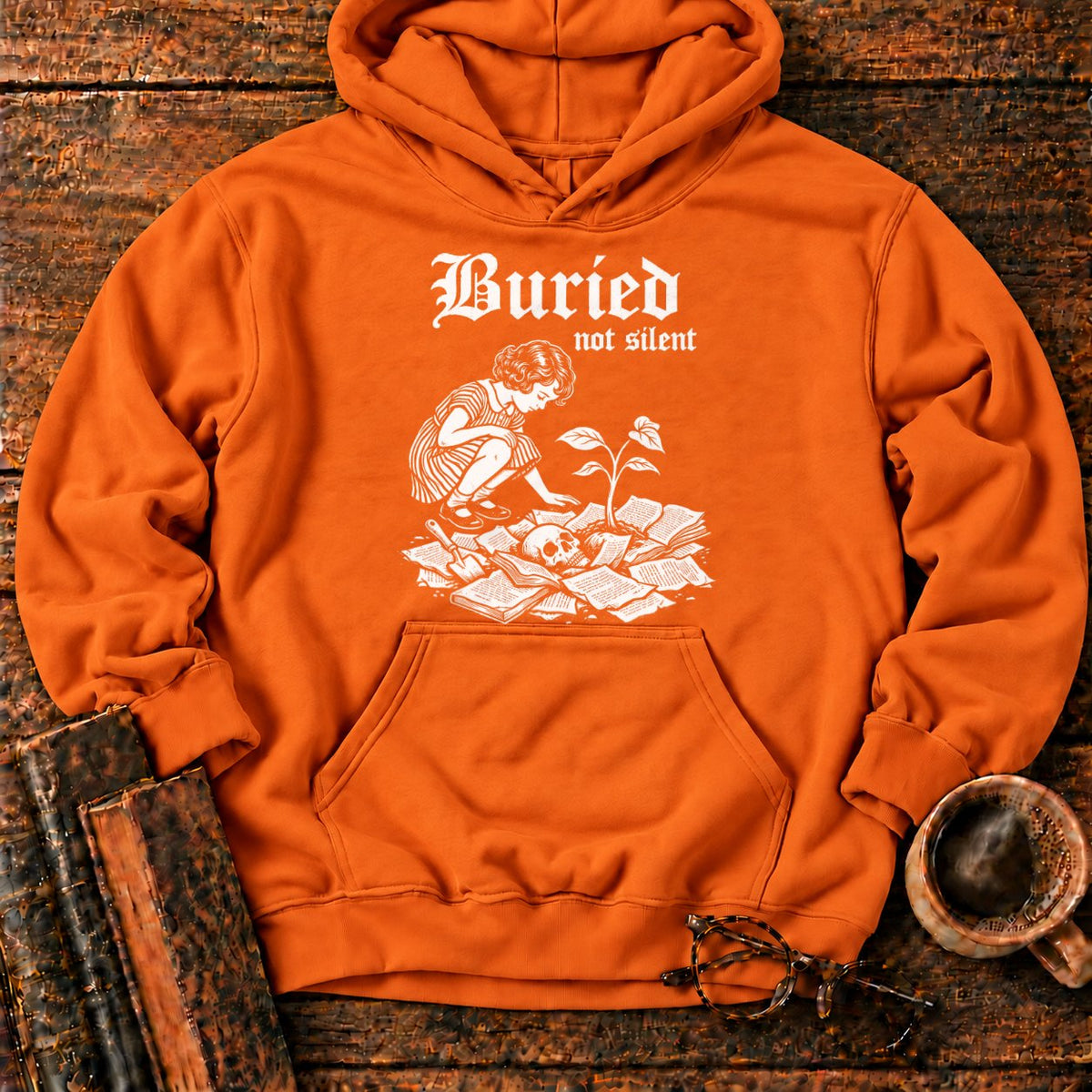 Buried Not Silent Hoodie in Orange – BooksThreads