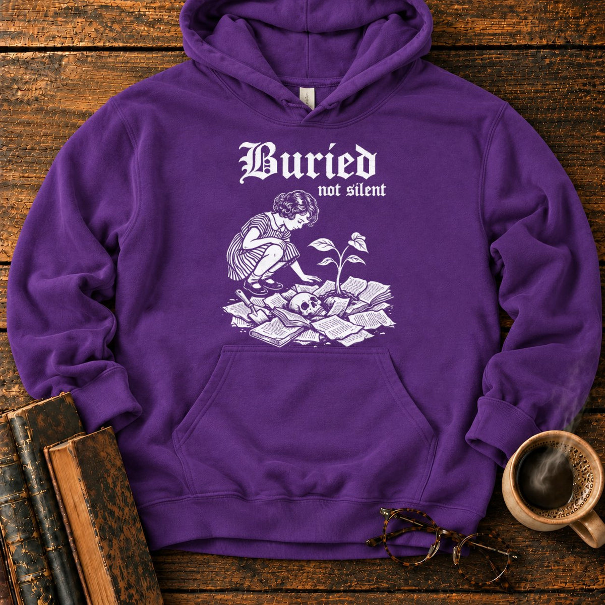 Buried Not Silent Hoodie in Purple – BooksThreads