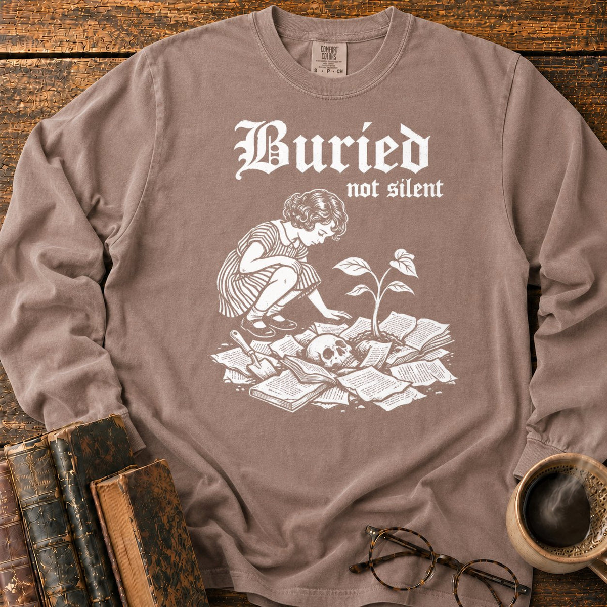Buried Not Silent LS T-Shirt in Espresso – BooksThreads