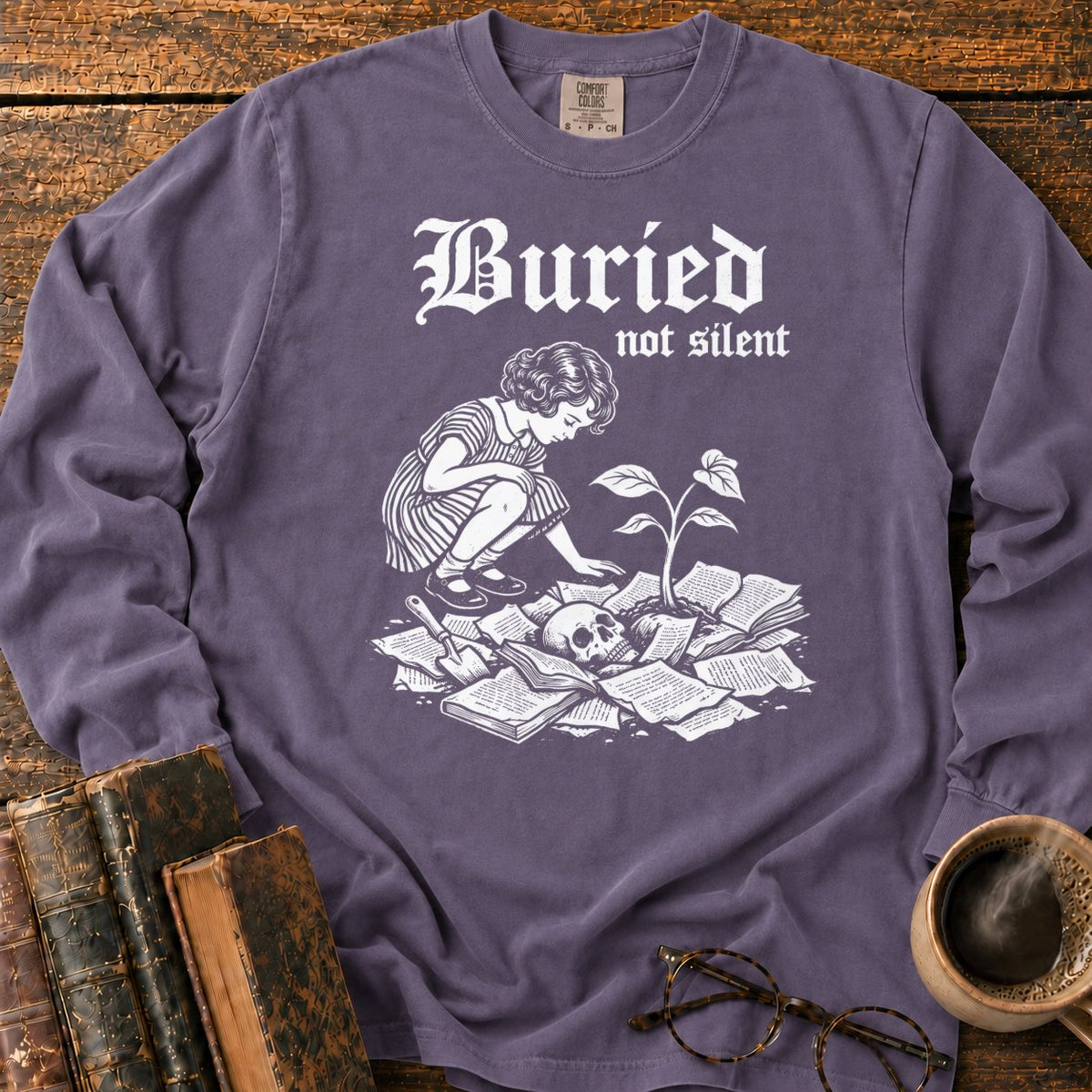 Buried Not Silent LS T-Shirt in Grape – BooksThreads